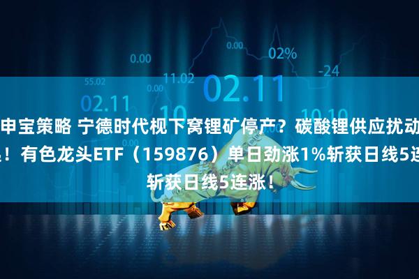 申宝策略 宁德时代枧下窝锂矿停产？碳酸锂供应扰动再起！有色龙头ETF（159876）单日劲涨1%斩获日线5连涨！