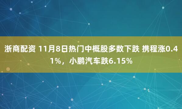 浙商配资 11月8日热门中概股多数下跌 携程涨0.41%,小鹏汽车跌6.15%